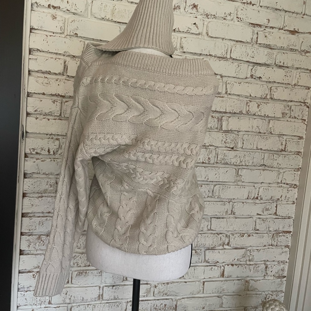 Cream Chunky Cable Knit Cowl Sweater